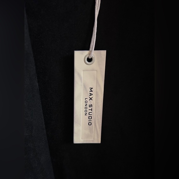 MAX STUDIO LONDON Faux Suede Open Front Waterfall Cardigan/Jacket Black M ✨NWT✨ - Picture 12 of 15